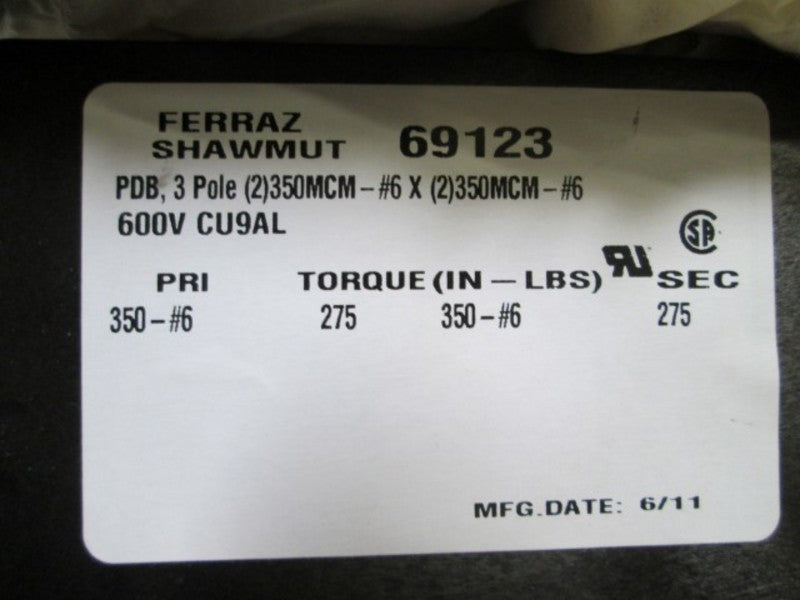 FERRAZ SHAWMUT POWER BLOCK 69123  UNMP