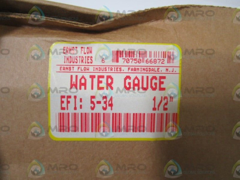 ERNST FLOW INDUSTRIES WATER GAUGE 1/2" 5-34  NSMP