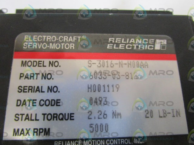 RELIANCE ELECTRIC S-3016-N-H00AA SERVO-MOTOR *NEW NO BOX*
