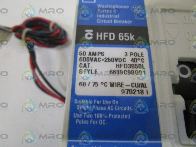 WESTINGHOUSE HFD3050L CIRCUIT BREAKER 50A *NEW NO BOX*