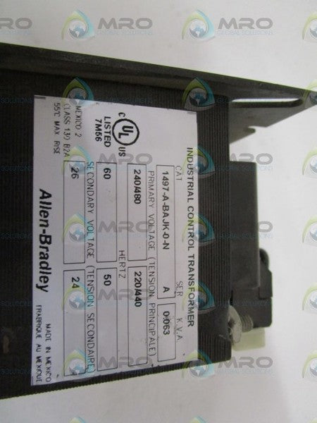 INDUSTRIAL SPARE PART CONTROL TRANSFORMER 1497-A-BAJK-0-N SER. A  NSNP