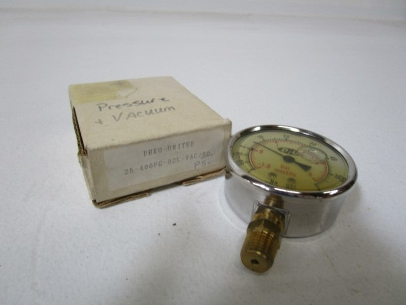 DURO-UNITED PRESSURE GAUGE 25-400FG-02L-VAC/60  NSMP