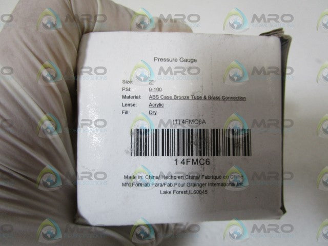 GRAINGER 4FMC6A PRESSURE GAUGE 0-100 PSI *NEW IN BOX*