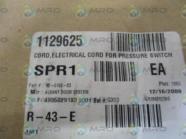 ALBANY DOOR SYSTEM ELECTRICAL CORD 96-6100-83 * ORGINAL PACKAGE *