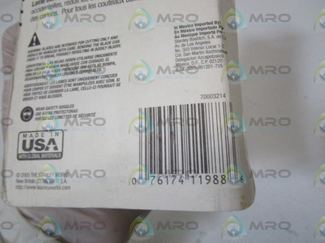 STANLEY ROUND POINT BLADE DISPENSER 11-988 (PKG of 100) * ORIGINAL PACKAGE *