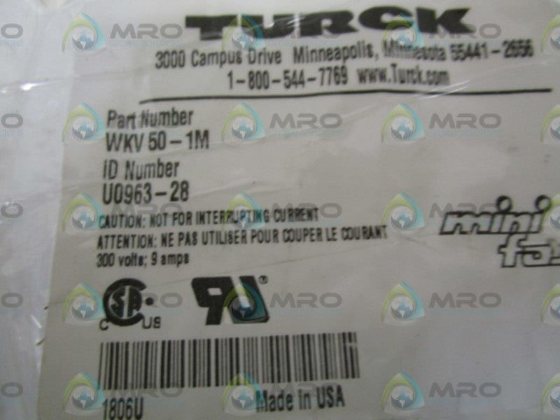 TURCK MOLDED CORDSET WKV50-1M *NEW NO BOX*