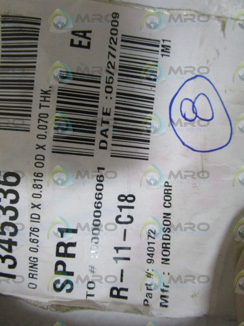 LOT OF 8 NORDSON .676X0.816X0.070 O-RING 940172 *NEW NO BOX*