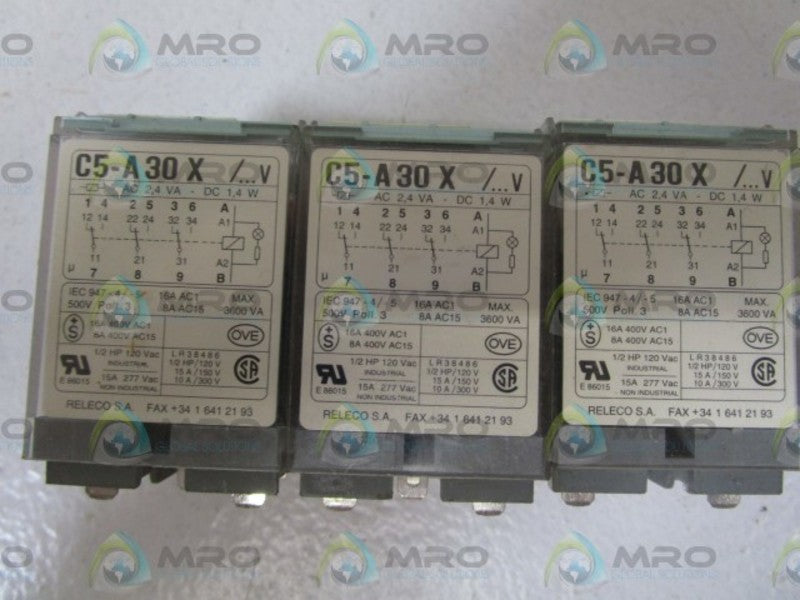 LOT OF 3 RELECO 120V RELAY C5-A30X/...V *USED*
