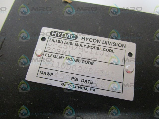 HYDAC FILTER ASSY DFZBH/HC110QC20BM1.0 *NEW IN BOX*