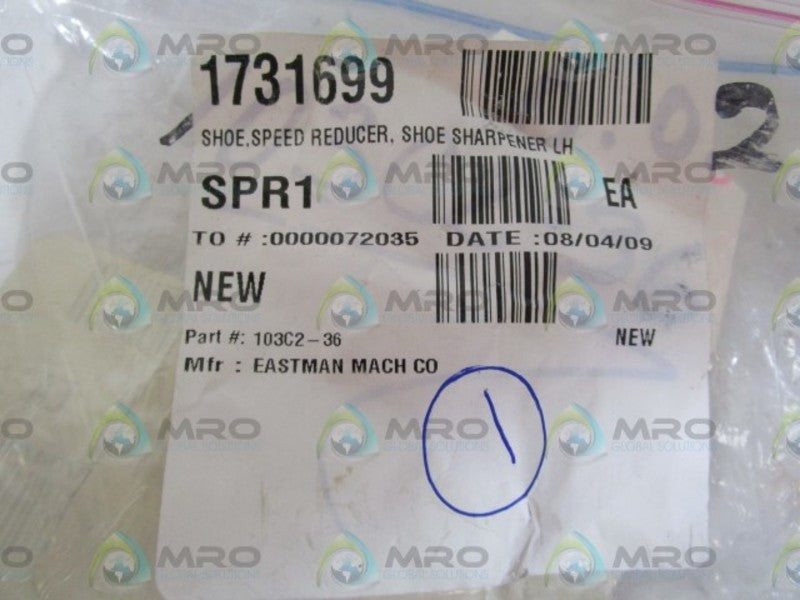 EASTMAN MACH CO. SPEED REDUCER SHOE 103C2-36  NSNP