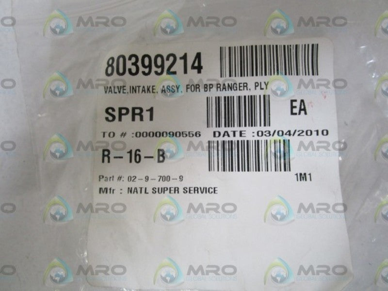 NATL SUPER SERVICE VALVE INTAKE ASSY 02-9-700-9  NSNP