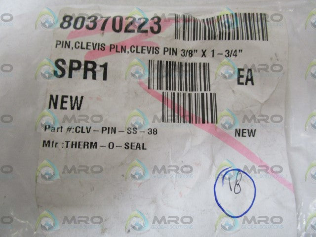 LOT OF 18 THERM-O-SEAL 3/8"X1-3/4" CLEVIS PIN CLV-PIN-SS-38 *NEW NO BOX *