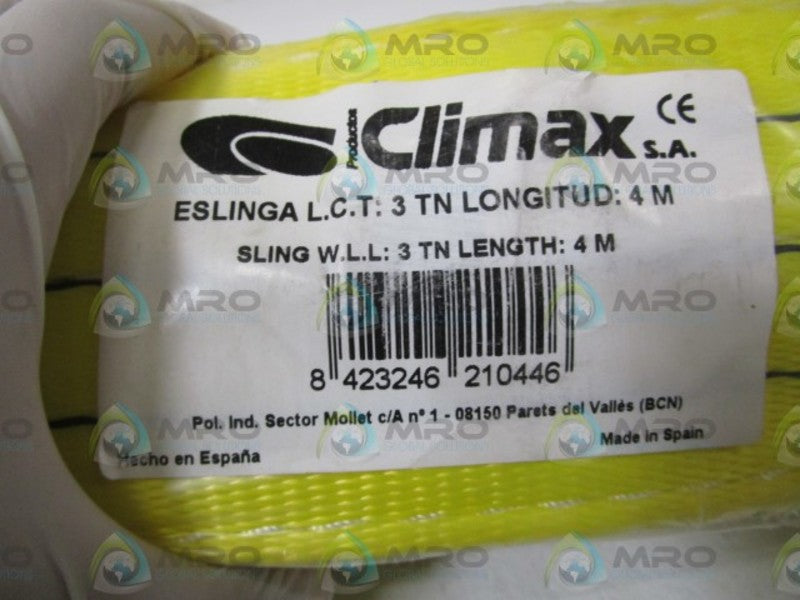 CLIMAX YELLOW BELT SLING W.L.L: 3TN LENGTH:4M  NSNP