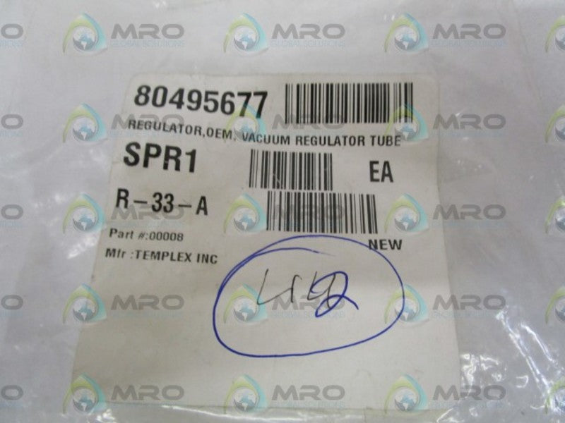 TEMPLEX INC. VACUUM REGULATOR TUBE 0000-8 (PKG OF 42)  NSNP
