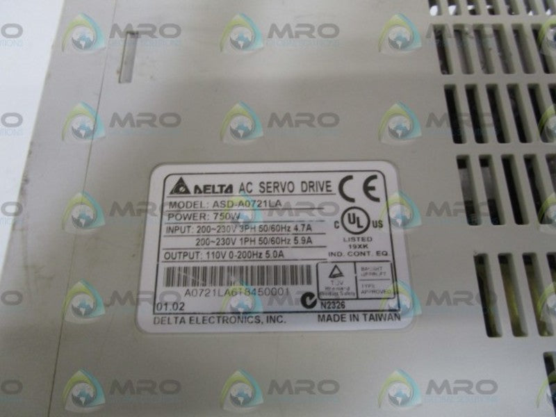 DELTA AC SERVO DRIVE ASD-A0721LA  UNMP