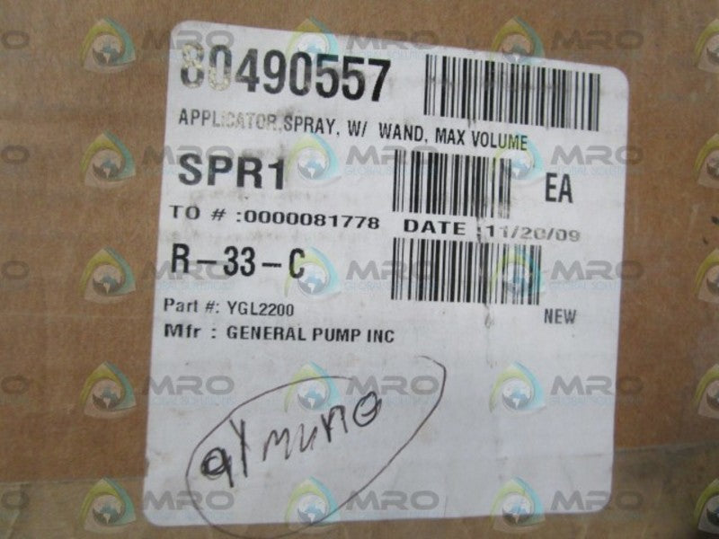 GENERAL PUMP INC. SPRAY APPLICATOR YGL2200  NSMP