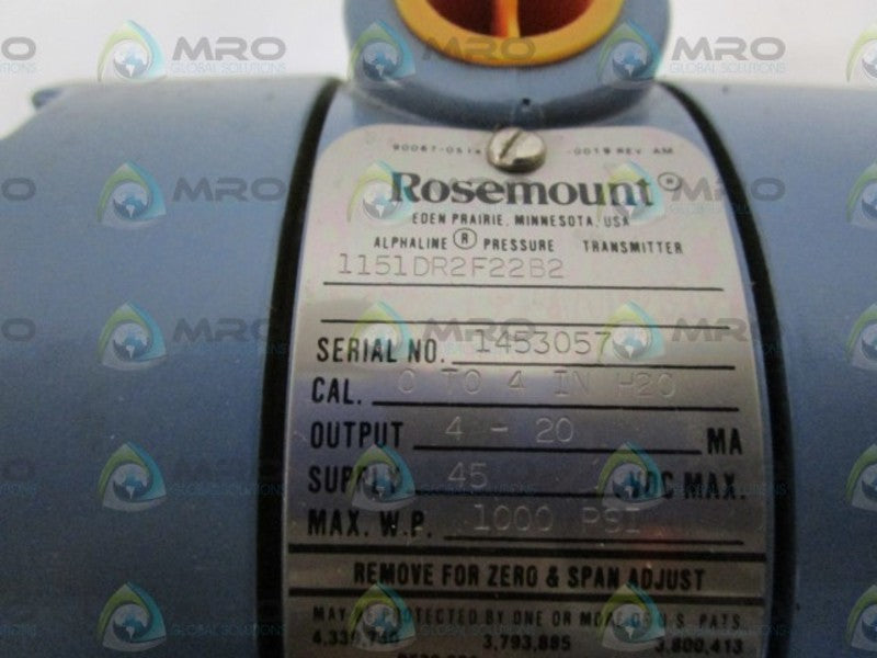 ROSEMOUNT PRESSURE TRANSMITTER 1151DR2F22B2  NSNP