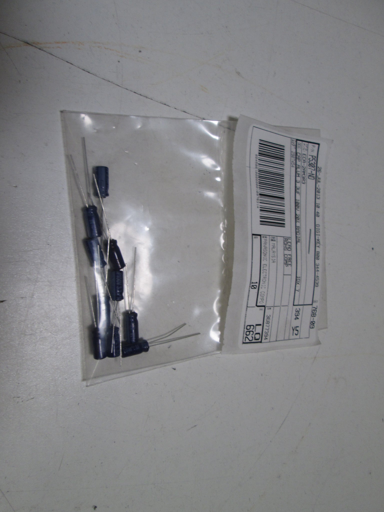 LOT OF 10 PANASONIC ECA-2AM3R3 CAP ALUM 3.3UF 100V 20% RADIAL *NEW NO BOX*