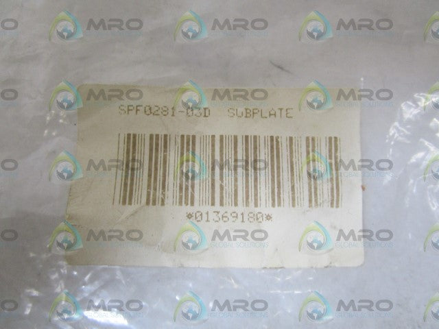 SMC 3/8" PLUG-IN SUBPLATE SPF0281-03D *NEW IN BAG*