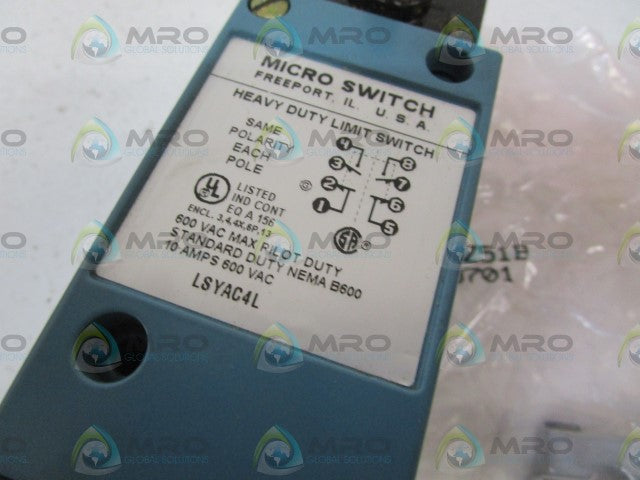 HONEYWELL LIMIT SWITCH LSYAC4L *NEW IN BOX*