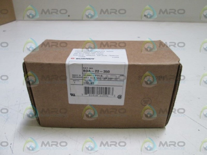 BURNDY POWER DISTRIBUTION BLOCK BDA-22-350  NSMP