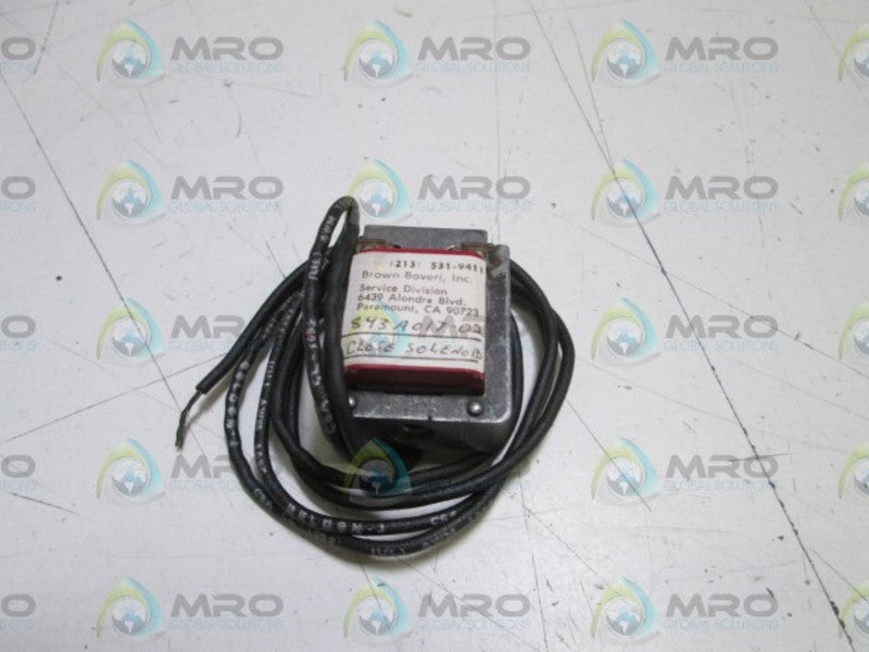 BROWN BOVERY, INC. SOLENOID COIL 843A017-02  UNMP