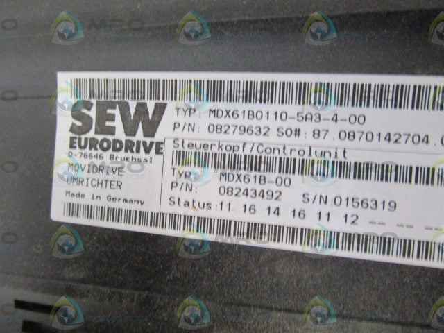 SEW-EURODRIVE MDX61B0110-5A3-4-00 DRIVE (AS PICTURED) *NEW IN BOX*