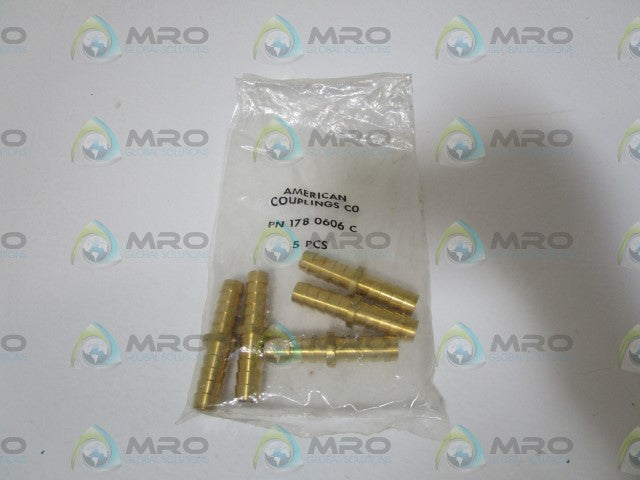 LOT OF 5 AMERICAN COUPLINGS CO. FITTING COUPLING 1780606C *NEW IN FACTORY BAG*