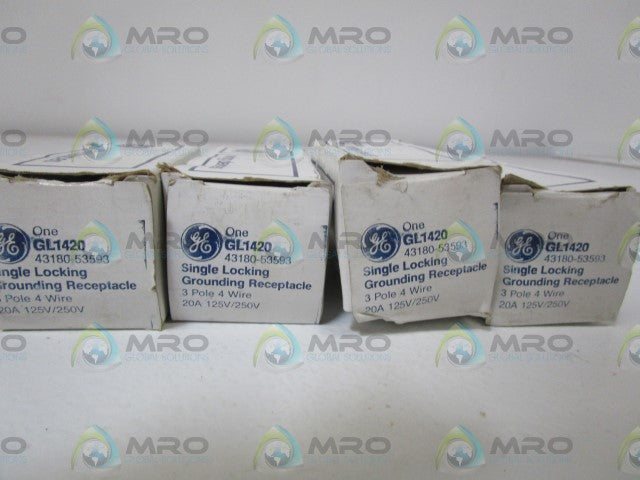 LOT OF 4 GENERAL ELECTRIC SINGLE LOCKING RECEPTACLE GL1420 *NEW IN BOX*