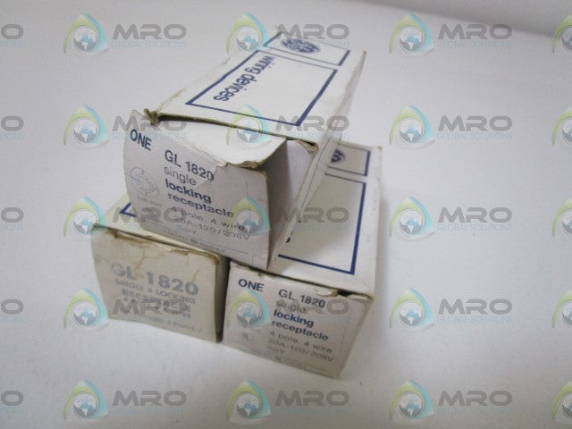 LOT OF 3 GENERAL ELECTRIC LOCKING RECEPTACLE GL1820 *NEW IN BOX*