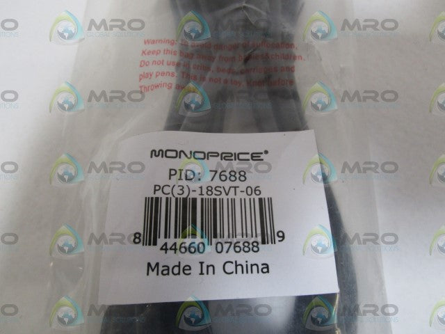 MONOPRICE CABLE CORD PC(3)-18SVT-06 *NEWI N FACTORY BAG*
