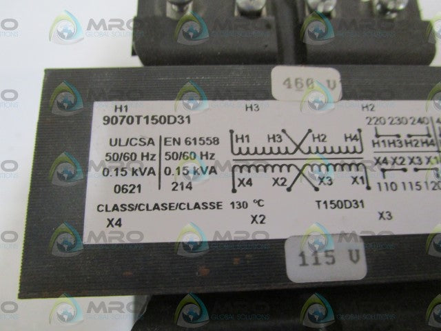 SQUARE D TRANSFORMER 9070T150D31 *NEW NO BOX*