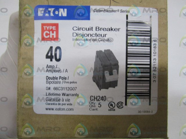 LOT OF 5 EATON 40AMPS CIRCUIT BREAKER CH240 *NEW IN BOX*