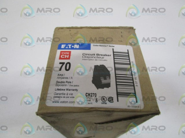 LOT OF 5 EATON 70AMPS CIRCUIT BREAKER CH270 *NEW IN BOX*