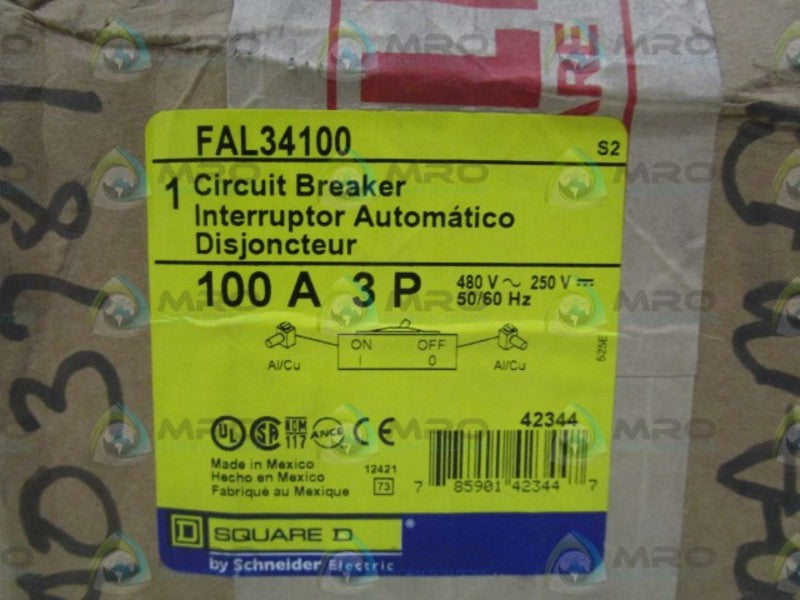 SQUARE D FAL34100 CIRCUIT BREAKER 100A * FACTORY SEALED *