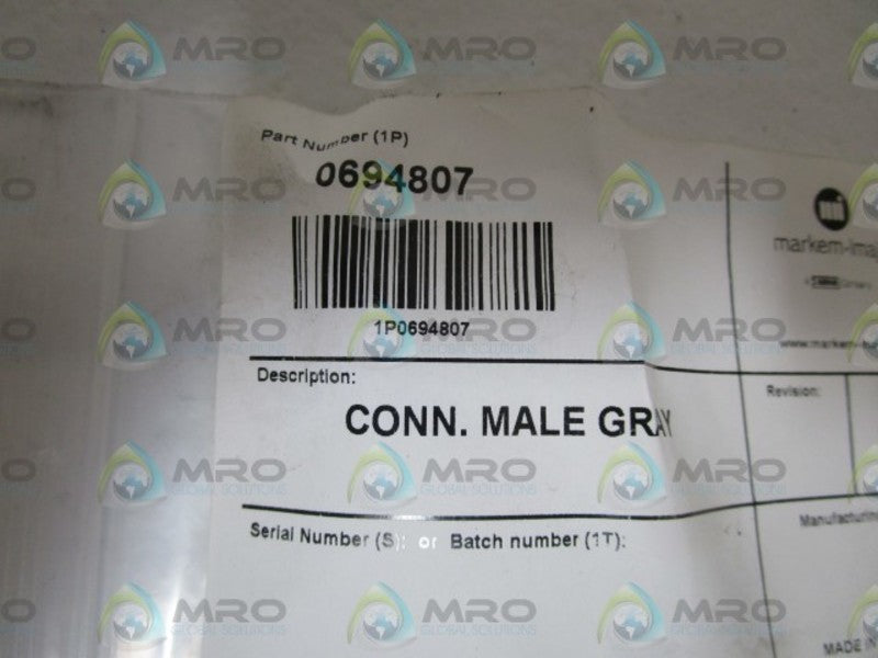 MARKEM-IMAJE CONN. MALE GRAY 0694807 * NEW IN BAG *