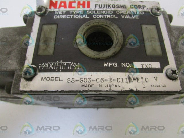 NACHI DIRECTIONAL CONTROL VALVE SS-G03-C6-R-C116-E10 V *USED*