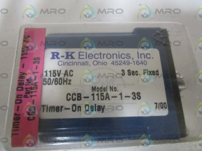 R-K ELECTRONICS 3 SEC.RELAY 115VAC CCB-115A-1-3S *ORIGINAL PACKAGE*