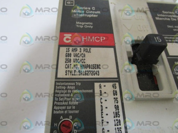 CUTLER-HAMMER CIRCUIT BREAKER W/ AUX. SWITCH  HMAP015E0C  / A1X1LB  UNMP