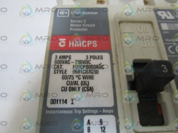 CUTLER-HAMMER 3AMPS CIRCUIT BREAKER HMCPS003A0C  NSNP