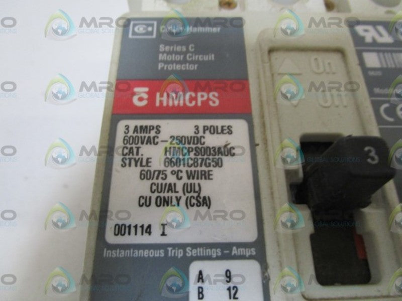 CUTLER-HAMMER 3AMPS CIRCUIT BREAKER HMCPS003A0C  NSNP