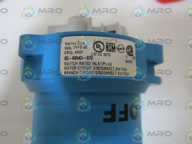 MELTRIC INLET/PLUG 63-68043-972 *NEW IN BOX*