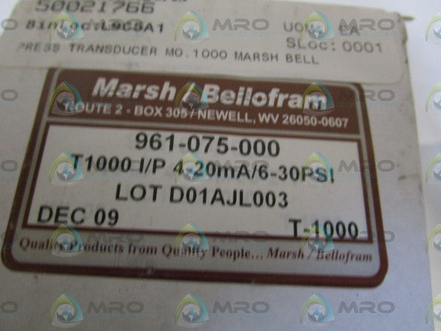 MARSH/BELLOFRAM TRANSDUCER 961-075-00  (BOX AS PICTURED) *NEW IN BOX*
