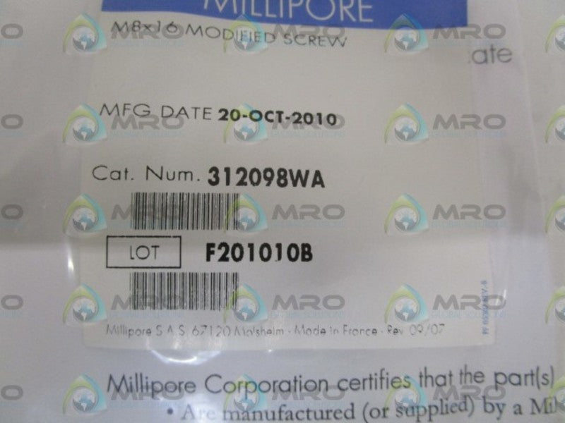 MILLIPORE CORP. MODIFIED SCREW 312098WA  NSMP