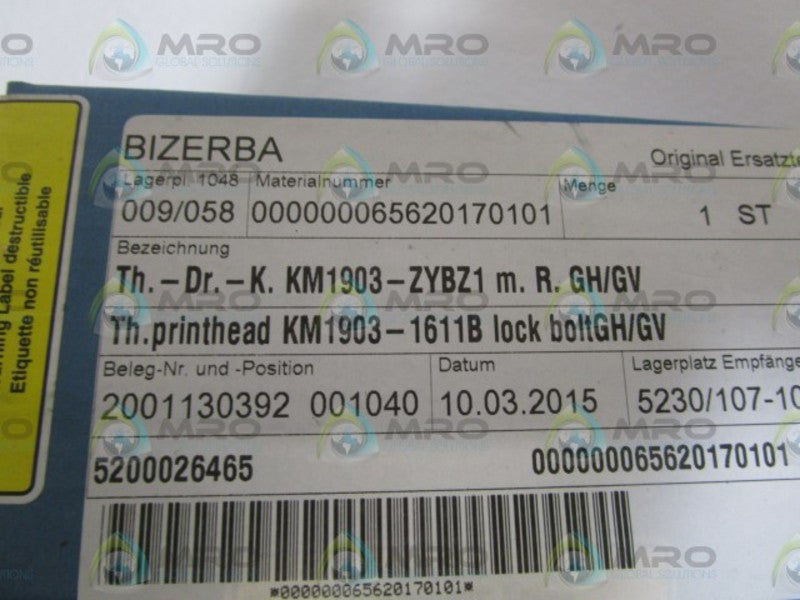 BIZERBA PRINTHEAD KM1903-ZYBZ1  NSFS