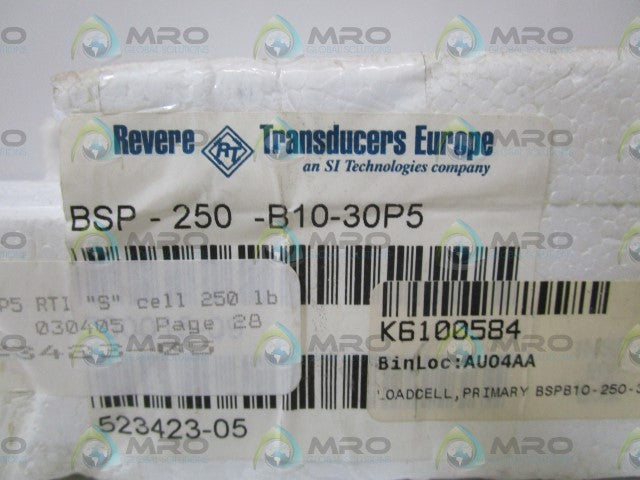 REVERE TRANSDUCERS BSP-250-B10-30P5 700015-09 LOAD CELL 250lbs *NEW IN BOX*