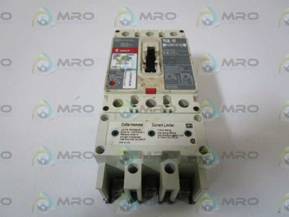 CUTLER HAMMER HMCP003A0 CIRCUIT BREAKER w/ ELC3003R CURRENT LIMITER * USED *