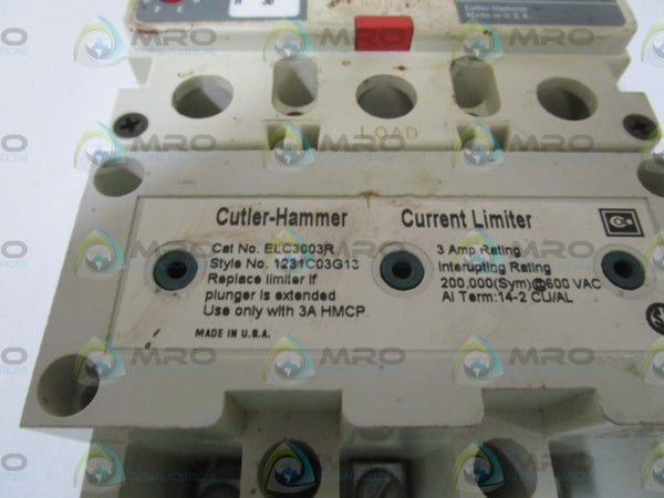 CUTLER HAMMER HMCP003A0 CIRCUIT BREAKER w/ ELC3003R CURRENT LIMITER  UNMP
