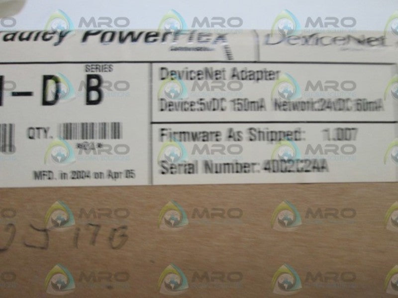 ALLEN BRADLEY 20-COMM-D SER. B F/W 1.007 DATE: 2004 * FACTORY SEALED *