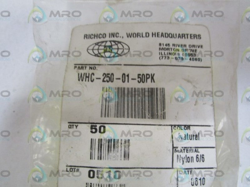 RICHCO. WHC-250-01-50PK * NEW IN FACTORY BAG *